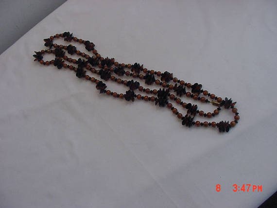 Vintage Brown Plastic Bead Necklace  18 - 282 - image 2