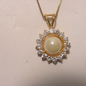 Vintage FAS Italy 925 Rhinestone And Faux Pearl Necklace  12 - 89