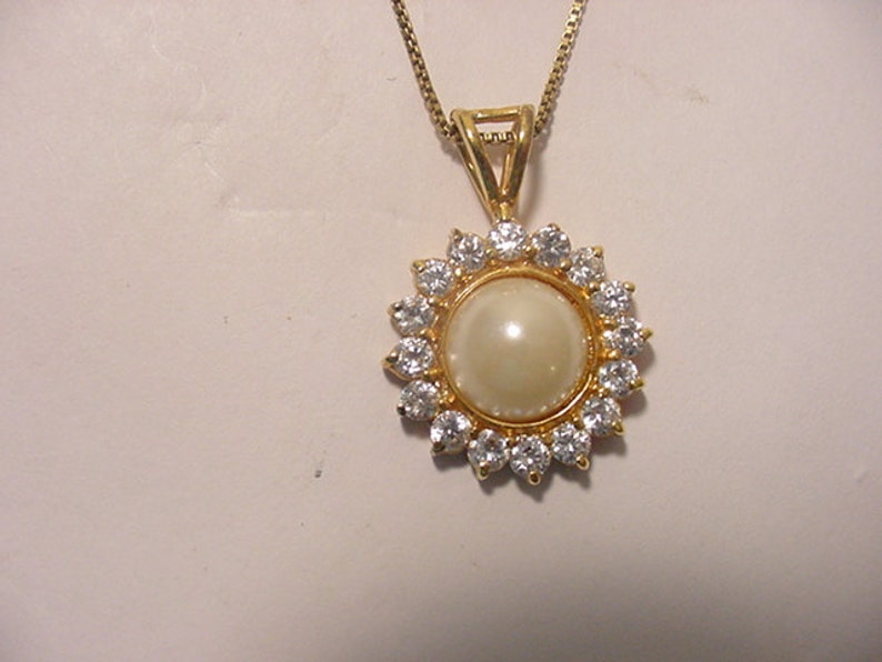 Vintage FAS Italy 925 Rhinestone and Faux Pearl Necklace 12 Etsy