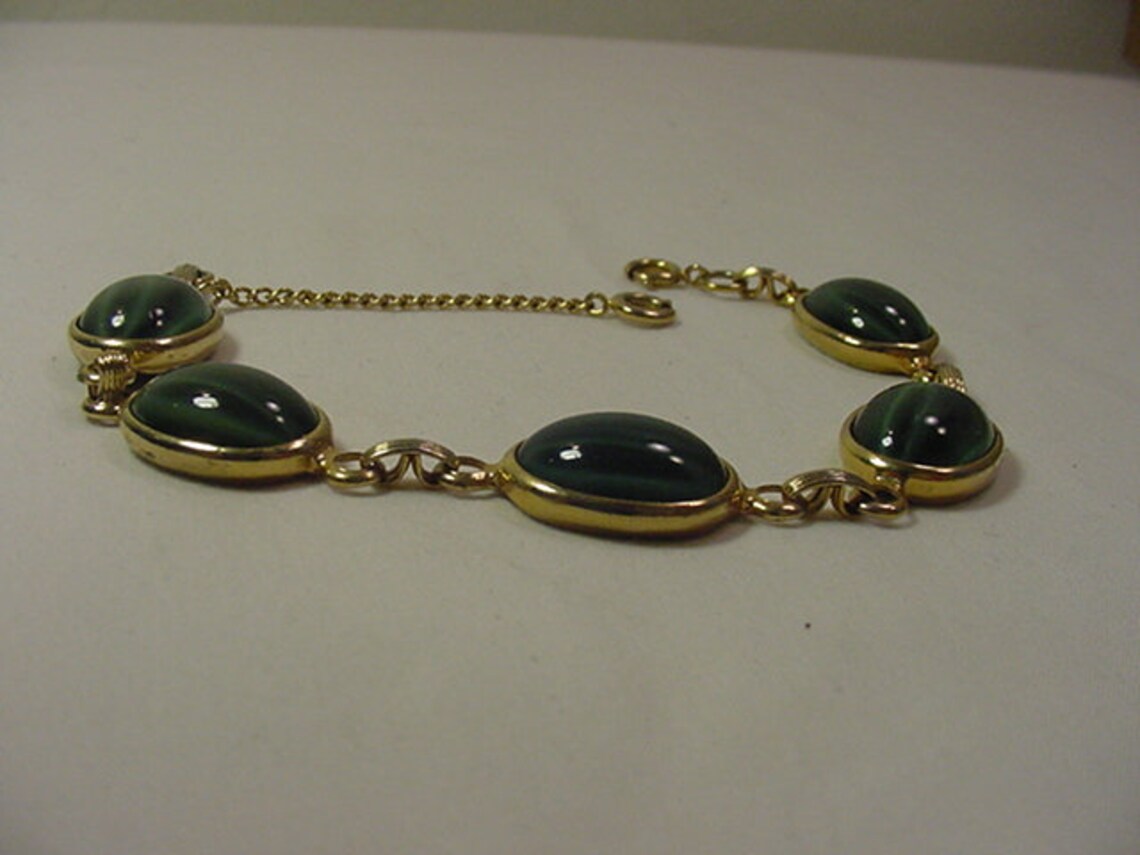 Bracelet Vintage GAS Saint-Tropez Années 80 - Émail Et Cabochon Verre Rose, Longueur 21 Cm, Occasion TBE