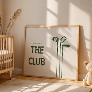 Impressões de decoração para quarto de golfe, quarto de golfe, impressões digitais, decoração boho para quarto de golfe, arte de parede para sala de jogos, tacos de golfe, arte de boas-vindas para bebês
