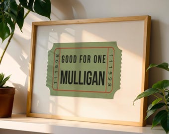Vintage Golf Mulligan Ticket Poster, Retro Golfer Gift (Digital Download)