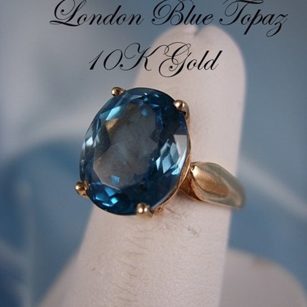 Vintage 10K London Blue Topaz Ring FREE SHIPPING