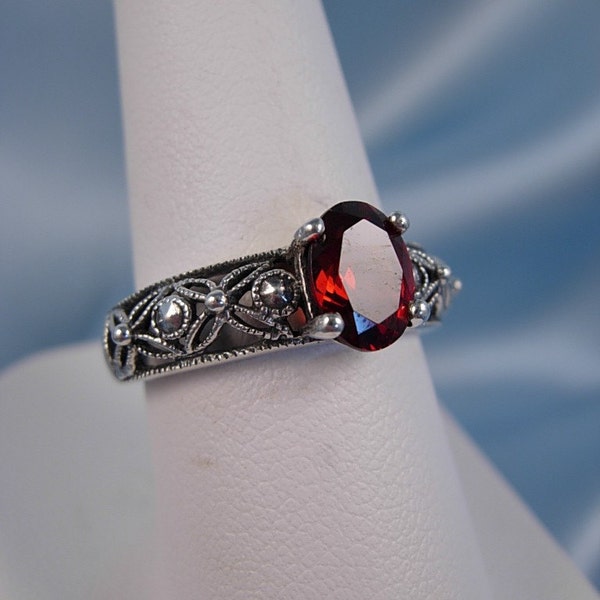 Vintage Genuine Garnet Sterling Ring FREE SHIPPING