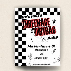 Threenage Dirtbag Birthday Invitation Template