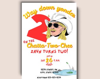 Way Down Yonder On The Chatta-Two-Chee Invtation Editable Template, Alan Jackson Birthday