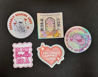 Bookish Stickers for Readers | Smut Lover | Kindle Era | Cowboy Romance | Emotional Support Kindle | Waterproof Vinyl Stickers for Book Love