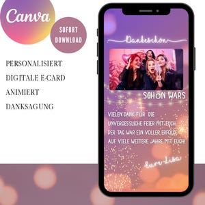 デジタルサンキュー| Eカード | Whatsapp 招待 |謝辞 | Canva テンプレート |カスタマイズ可能なダウンロード |パーティー |テーマパーティー、スタッグパーティー