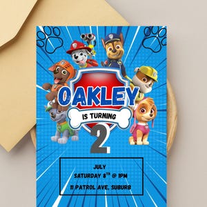 Paw Patrol Birthday Invitation Cards Customizable Digital Download Product