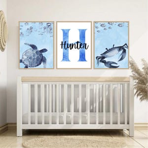Under The Sea Kids Wall Art With Initials - Digital Download only