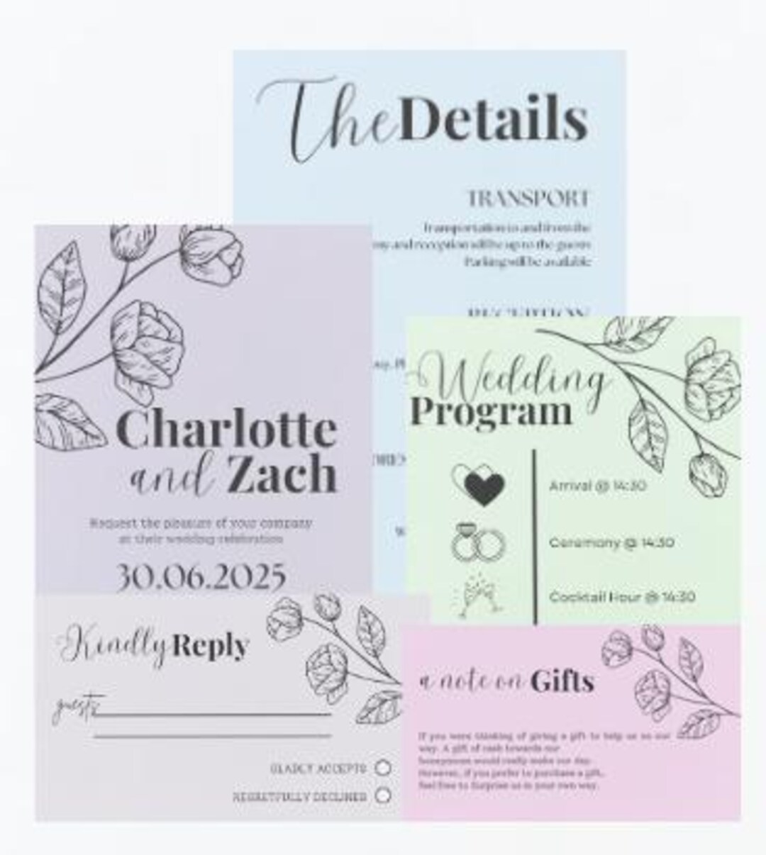 Editable Wedding Detail Packages - the Invitation, the Details ...