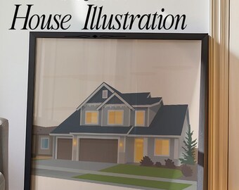 Ritratto di casa personalizzato da foto, illustrazione vettoriale personalizzata, stampa per la nuova casa, regalo di inaugurazione della casa, schizzo della casa, download digitale