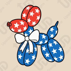 Patriotic Balloon Dog SVG | USA Stars Clipart for Cricut & Print | 4th of July Cute Animal Vector | Red White Blue Party Design