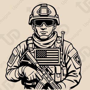 Army Soldier USA SVG Cut File, Military Vector Design for Cricut, Silhouette Digital Download, America Soldier Silhouette PNG for Diy Crafts