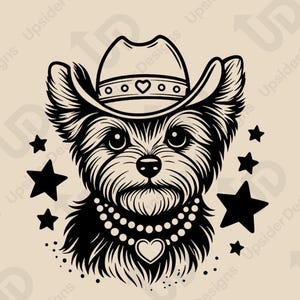 Yorkie cow-girl SVG, Png - conception de chien occidental mignon pour les projets Cricut, clipart animal de compagnie pays, fichier numérique cow-girl chiot pour chemises et travaux manuels