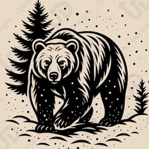 2 Grizzly Bear Forest SVG Bundle – Wild Animal Clipart Png for Cricut Crafts – Rustic Woodland Wildlife Design for Cabin and Nature Projects