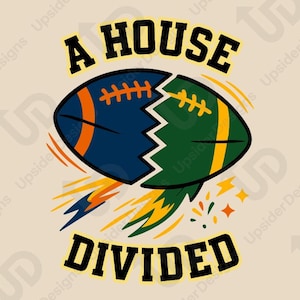 SVG de fútbol de casa dividida / Diseño de día de juego de equipo rival / Archivo de corte Cricut de balón dividido / Descarga digital para fanáticos de los deportes / Clipart de manualidades familiares