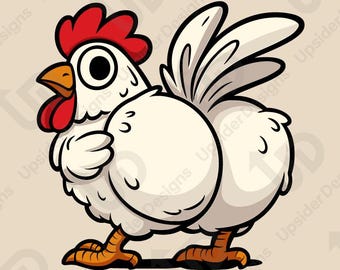 Funny Chicken SVG Clipart | Cartoon Hen with Attitude | Farm Animal Cricut File | Cute Kitchen Decor Art | Digital Download PNG Dxf vector