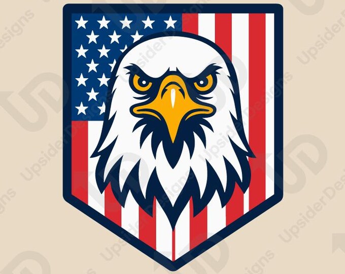 Bald Eagle Head SVG Shield | USA Flag Eagle Clipart | Patriotic Eagle ...