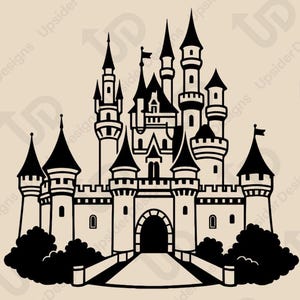 6 Princess Castle SVG budle, Magical Kingdom Clipart, Fairytale Castle Silhouette for Cricut, Royal Castle Design with png, vector dxf files