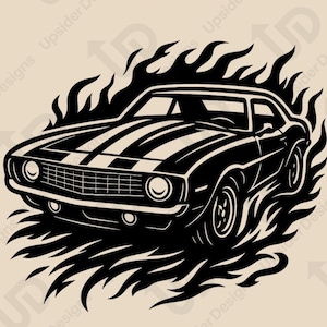 8 Muscle Car SVG Bundle for Cricut Projects | Classic Car PNG Clipart | Hot Rod Printable Pdf Art | Dxf Cut File | EPS Racing Design vector