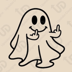 Funny Ghost Middle Finger Design, Digital Download for Cricut & Print, Halloween SVG, PNG, Spooky Humor Design, Sassy DXF, Ghost Lover Gift