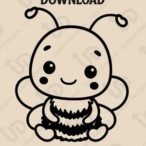 2 Cute Baby Bee SVG Bundle for Cricut – Kawaii Bee Clipart for Kids Crafts, Bee Cut Files for T-Shirts, Stickers & Scrapbooking Png and Dxf
