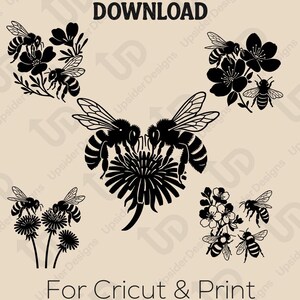 Biene und Blume SVG Bundle für Cricut | Von der Natur inspirierte Schnittdateien | Frühling Blumen Clipart für Kunsthandwerk & Dekor | PDF SVG Digitaler Download