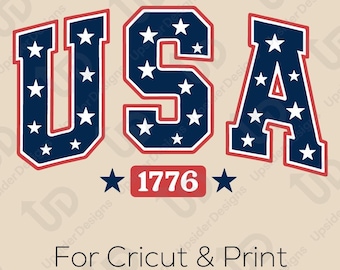 USA 1776 SVG | Vintage Patriotic Shirt Design | Fourth of July Cricut File | Stars and Stripes PNG | American Flag Craft Digital Download