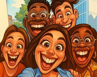 Lustige Karikatur vom Foto - Benutzerdefiniertes Muttertags-Karikatur-Porträt, personalisiertes digitales Geschenk Paare, Jubiläum oder Valentinstag