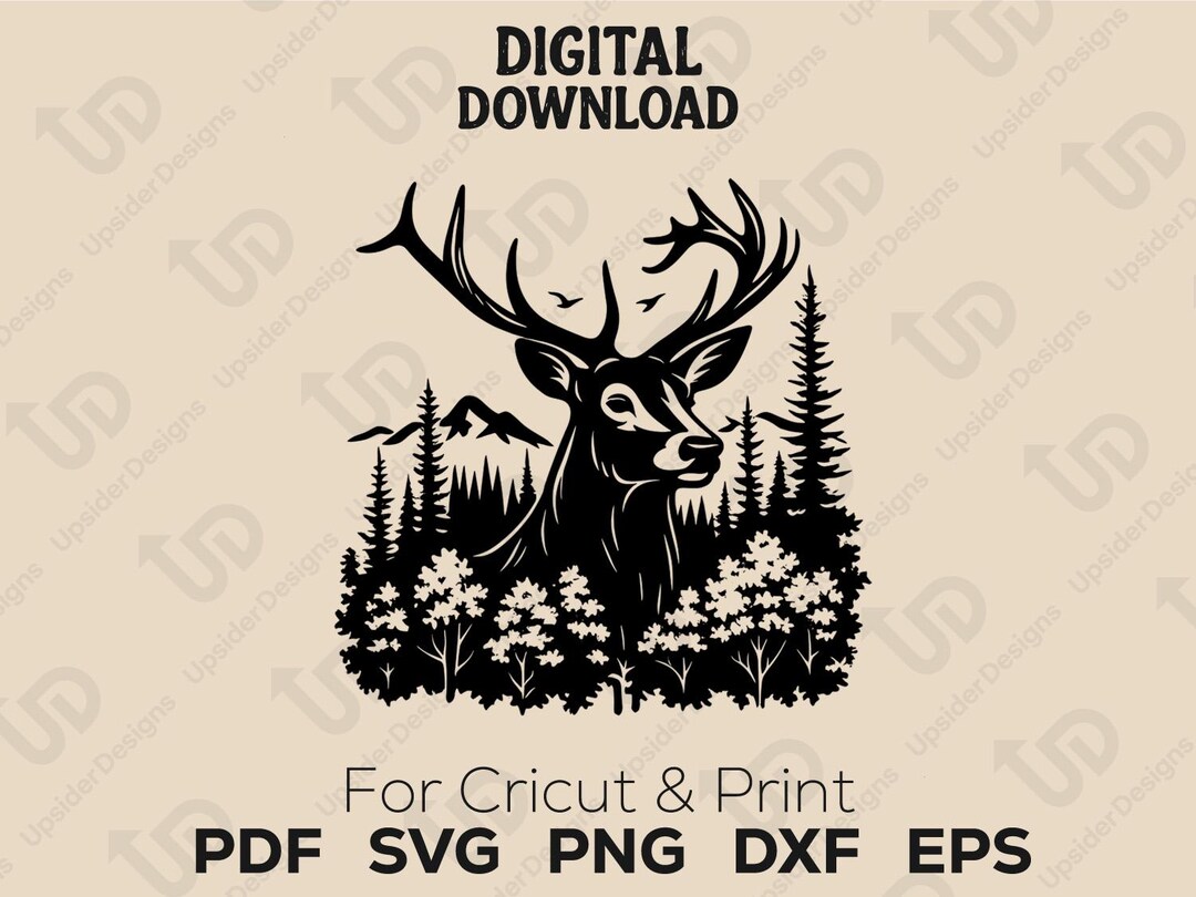 Deer Forest Scene SVG Bundle – Wildlife Silhouette Design for Cricut ...