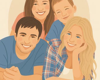 Custom Minimalist Portrait from Photo –  Faceless Digital Illustration, Printable Art, Profile Picture, Personalized Gift Couples & Families