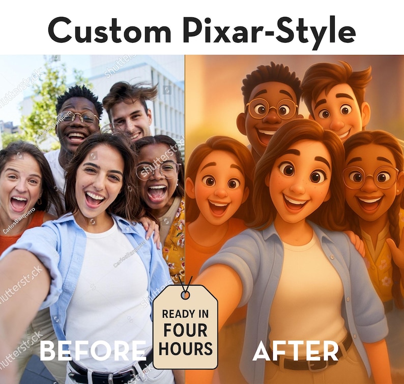 Custom Pixar Style Cartoon Portrait – Personalized Digital Illustration ...