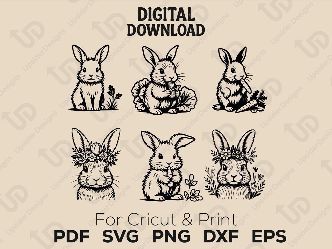 Floral Bunny SVG Bundle | Cute Rabbit Clipart for Spring Crafts ...