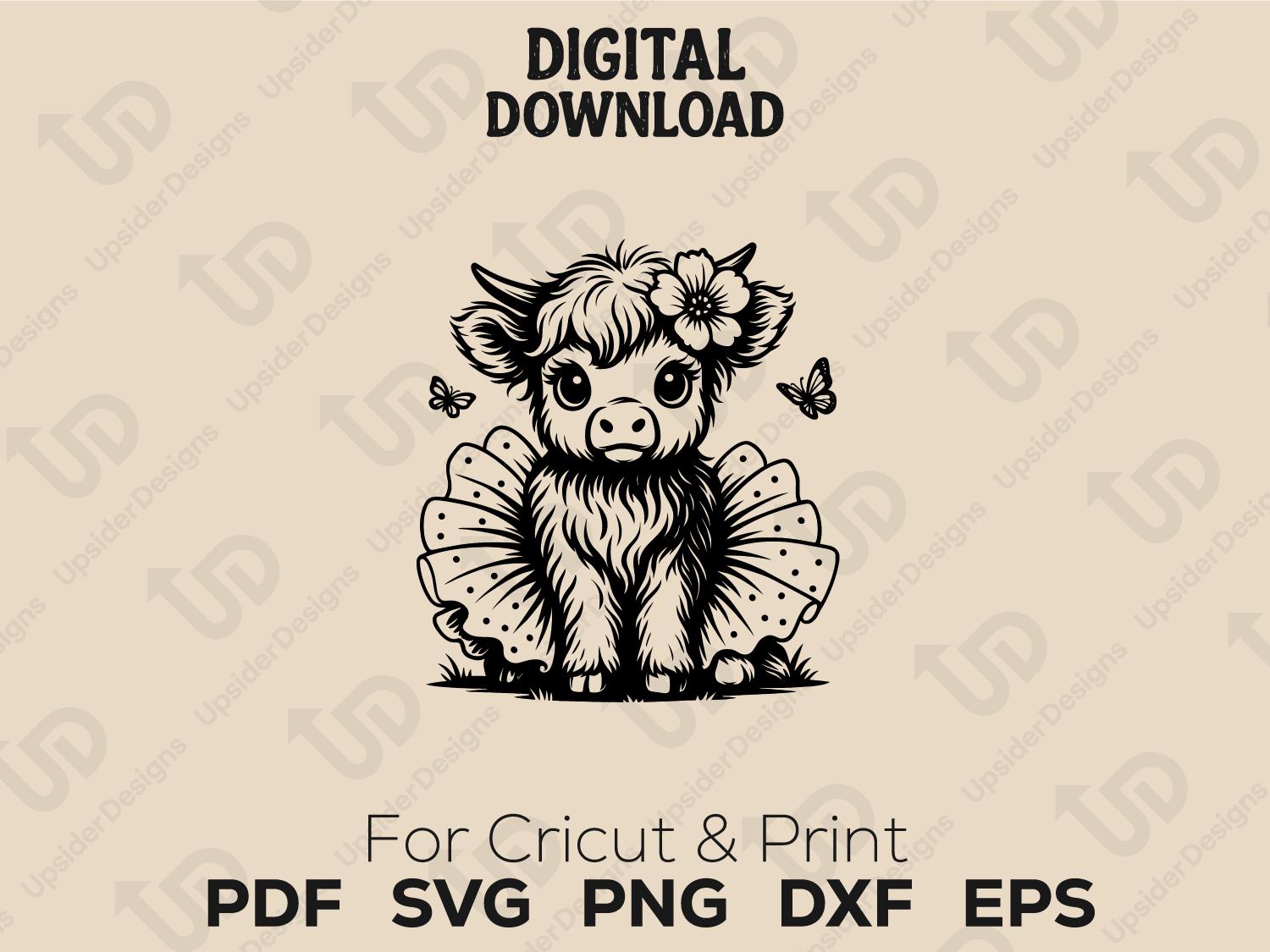 Cute Highland Cow SVG Bundle • Baby Cow Clipart for Cricut • Farm ...