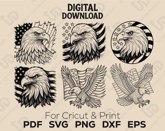 Eagle Head SVG Clipart & PNG Files, Bald Eagle Svg, Digital Clip Art ...