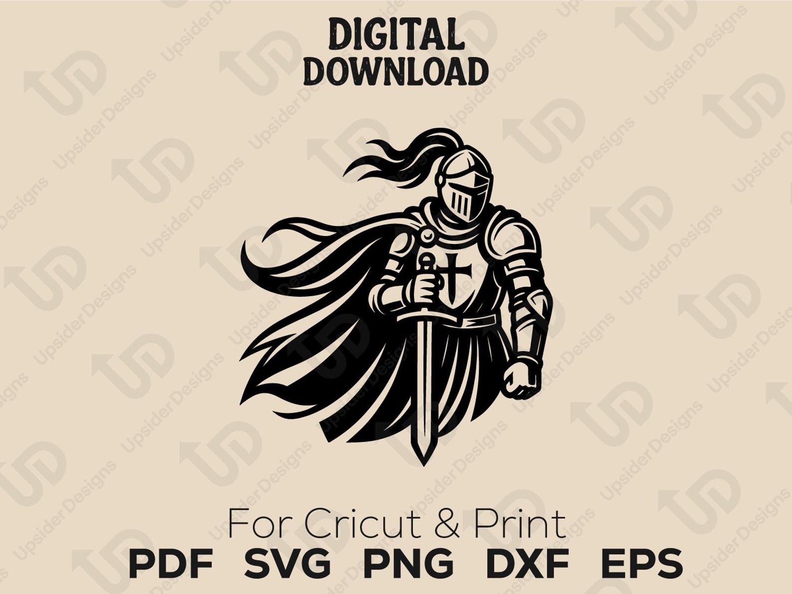 Medieval Knight SVG, Crusader Warrior Clipart, Digital Download Png Dxf ...
