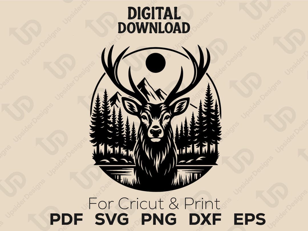 5 Deer in Forest SVG Bundle, Circular Wildlife Scene Cut File Png ...