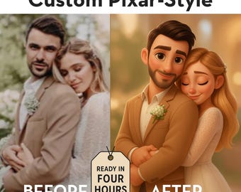 Custom Pixar Style Cartoon Portrait – Personalized Digital Illustration of Family, Couple & Pet – Unique Gift Artwork,  Digital Pixar Art