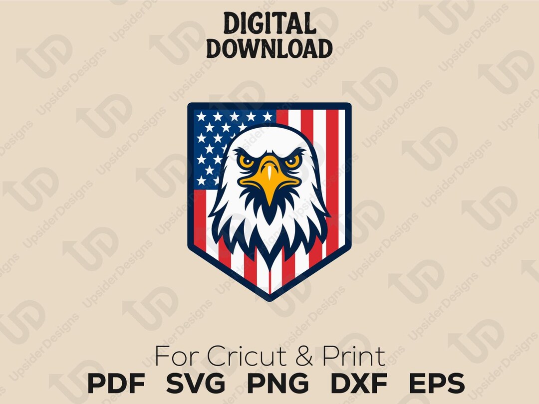 Bald Eagle Head SVG Shield | USA Flag Eagle Clipart | Patriotic Eagle ...