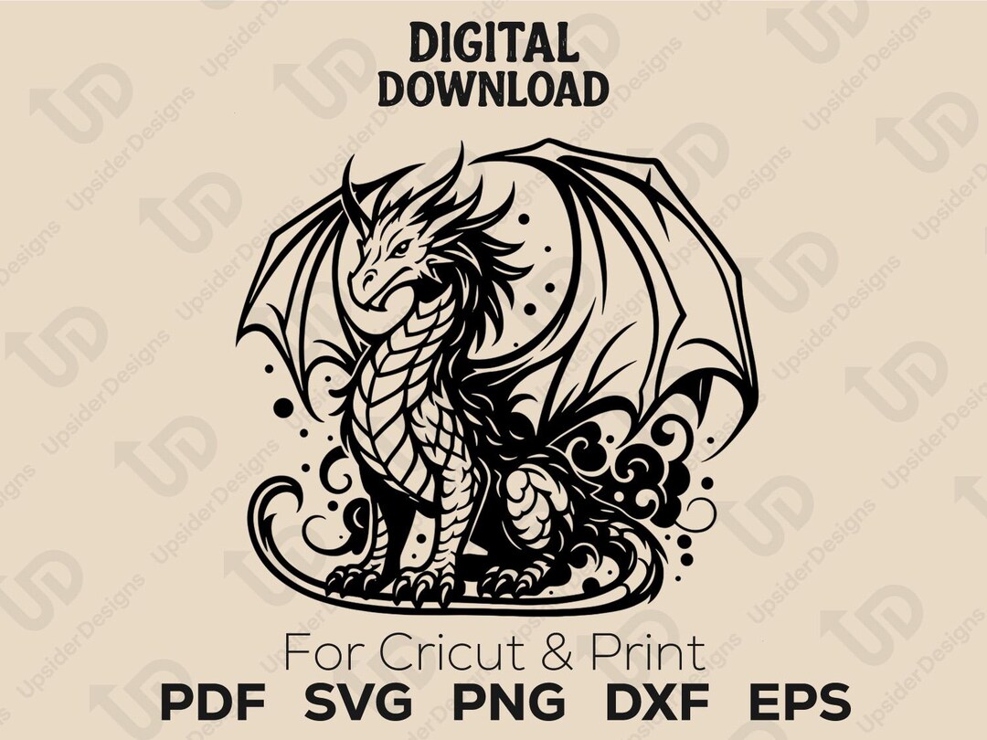Mystical Dragon SVG Bundle | Fantasy Dragon Clipart | Digital Dragon ...