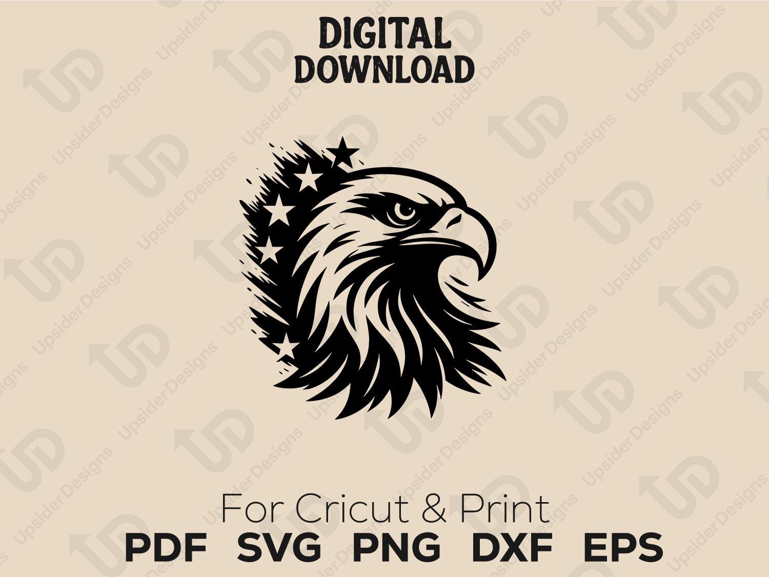 Patriotic Eagle SVG Bundle, Fierce Bald Eagle Digital Clipart for ...