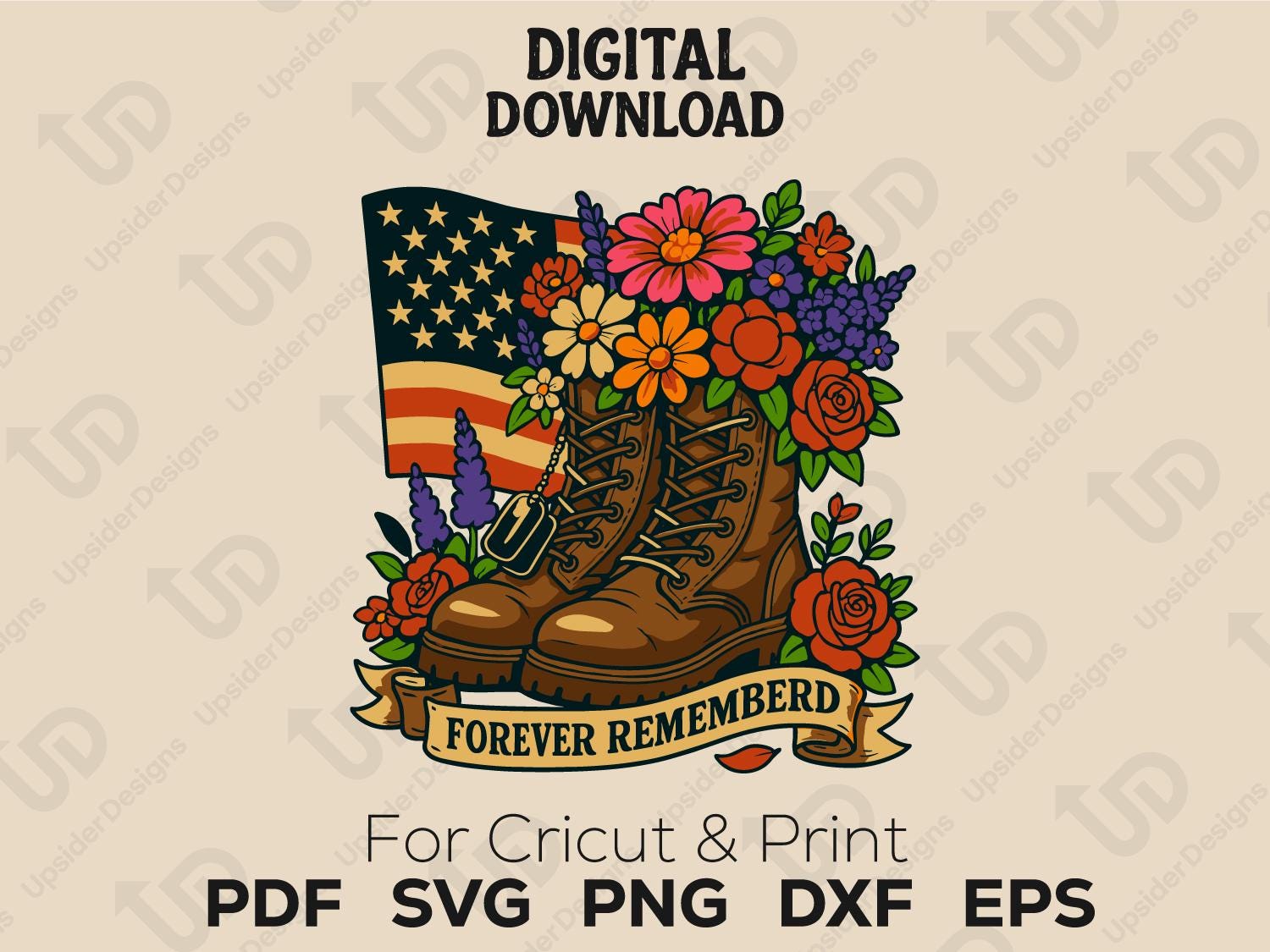 Forever Remembered SVG | Floral Memorial Day Boots Clipart | Cricut ...