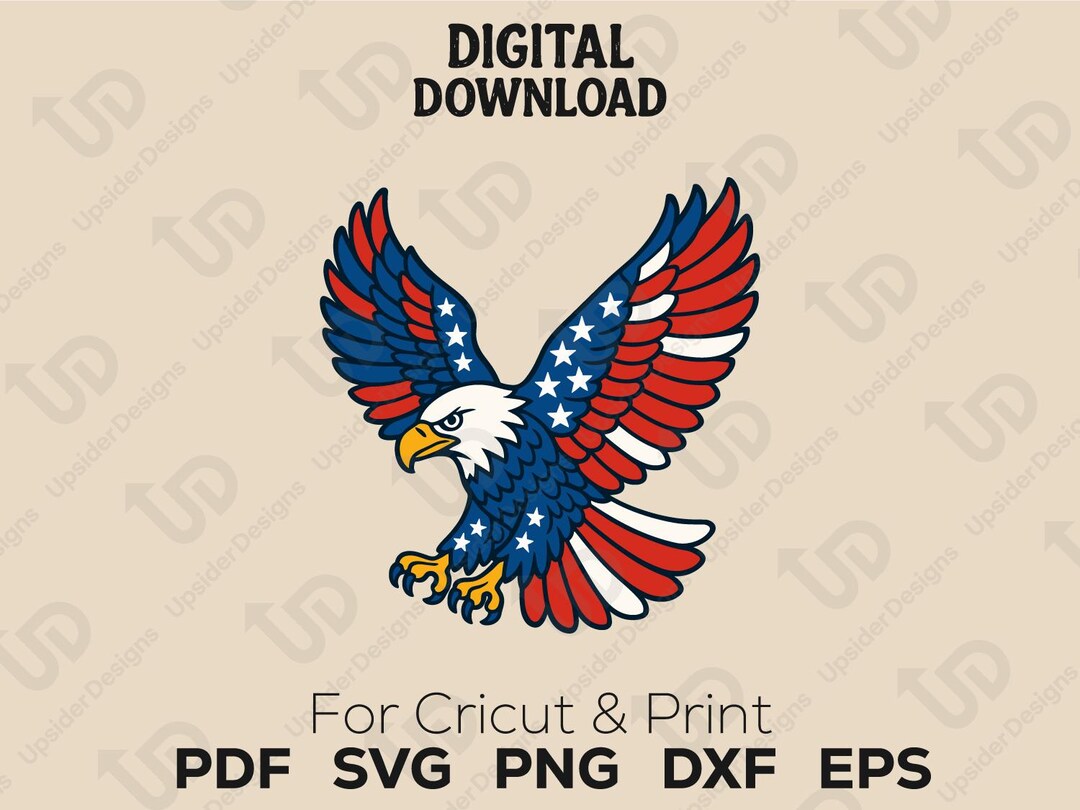 Patriotic Bald Eagle SVG | American Flag Wings Clipart | Cricut USA ...