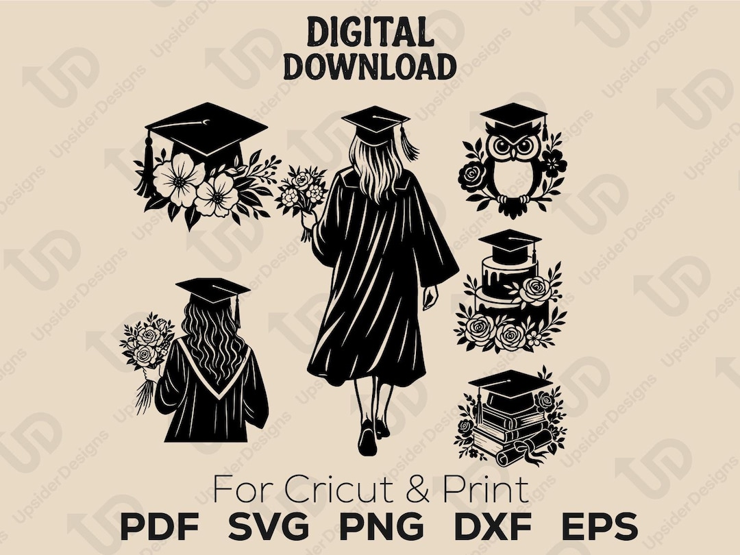 Graduation SVG Bundle for Cricut | Girl Grad Silhouette Clipart | Cap ...