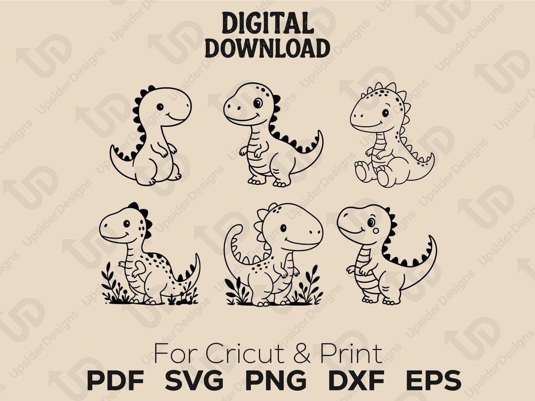 Cute Baby Dinosaur SVG Bundle | Kawaii Dino Clipart for Kids Crafts ...
