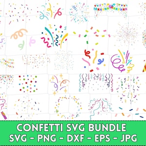 Confetti Svg Bundle, Confetti Png, Confetti Clipart, Birthday Svg, Svg File, Birthday Party Svg, Silhouette Svg