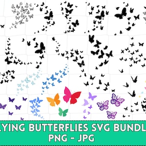 Flying Butterflies Svg bundle, Butterfly Svg, Butterfly Design Layout, Butterfly Swarm svg, Butterfly png, Cut Files For Cricut, Silhouette