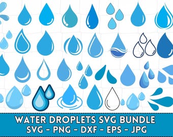 Wassertropfen SVG Bundle: Regen, Spritzwasser, Tröpfchen Clip Art (digitaler Download)