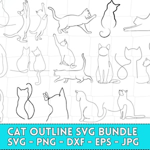 Cute Cat\ Elegant Cat Line Art\ Black & White SVG\ Minimalist Cat SVG Mega Bundle, Cat Kitty Clip Art, Line Drawing, Cat Lover Svg